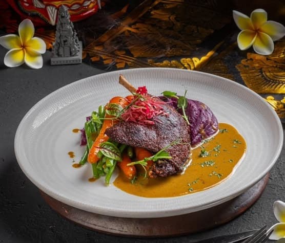 Marabunta signature dish, plated and lit for the evening menu
